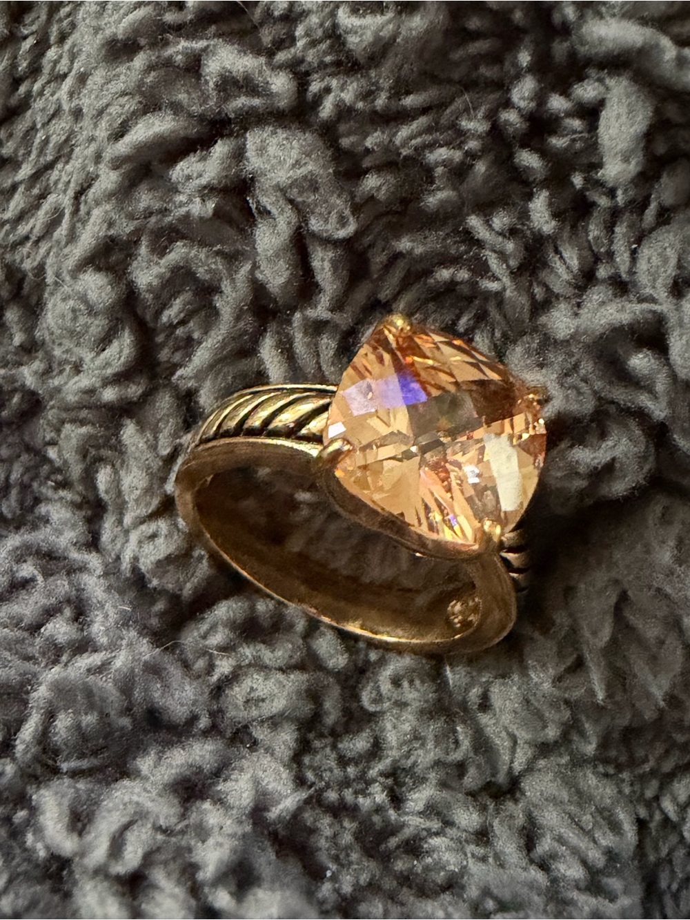 Lia Sophia Gold Tone Ring with Peach Crystal